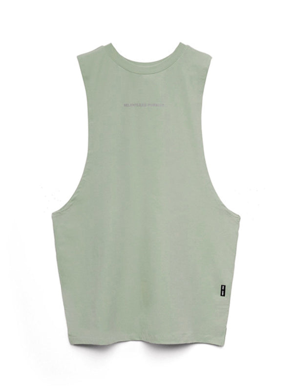 Men’s sports trendy brand loose big slit solid color sleeveless quick-drying vest