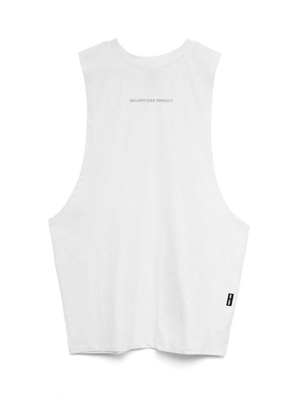 Men’s sports trendy brand loose big slit solid color sleeveless quick-drying vest