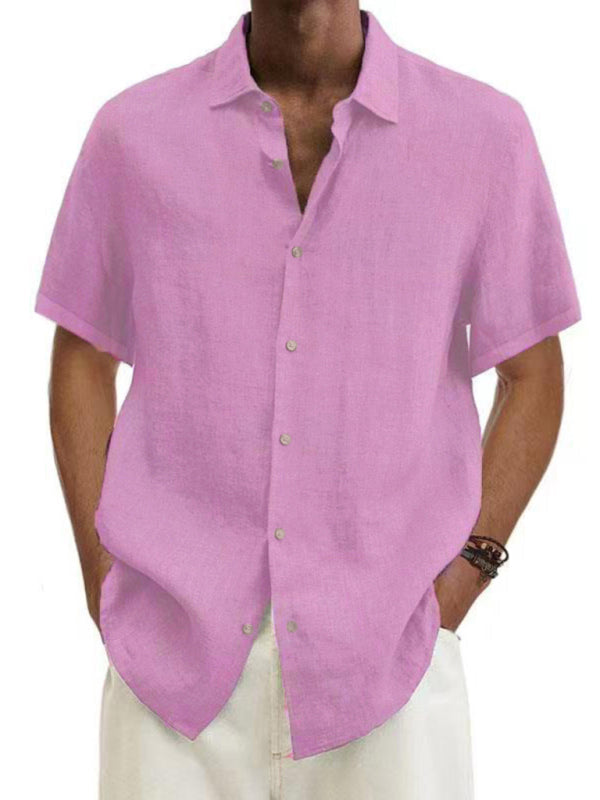 Men’s Woven Casual Short Sleeve Shirt - Pink / S