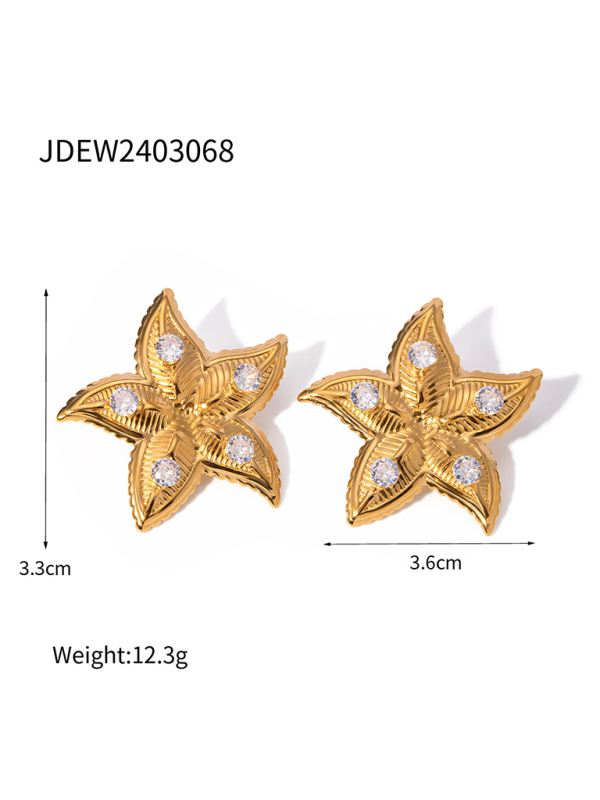 New beach style ocean starfish earrings - Golden / FREESIZE