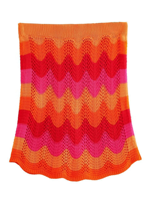 New Casual Multicolor Mesh Knit Skirt - Skirt / S