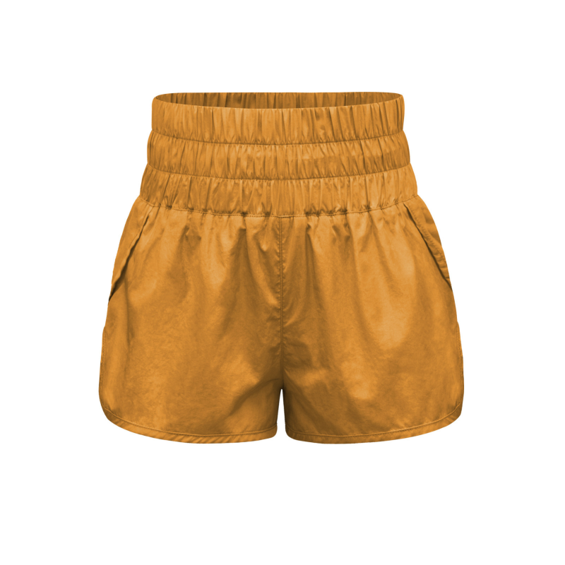 New elastic high waist shorts yoga quick dry sports shorts - Yellow / S