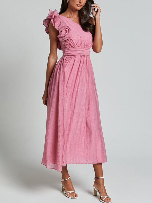 New Fashion Sexy Solid Color Off-shoulder Backless Dress