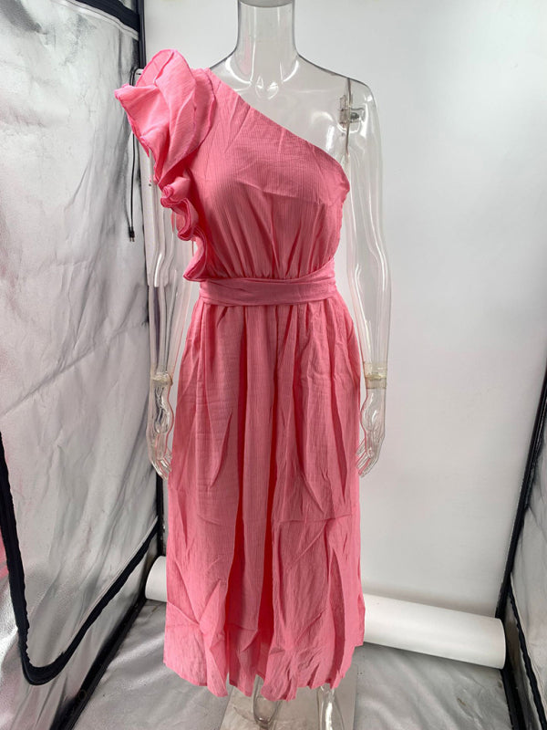 New Fashion Sexy Solid Color Off-shoulder Backless Dress