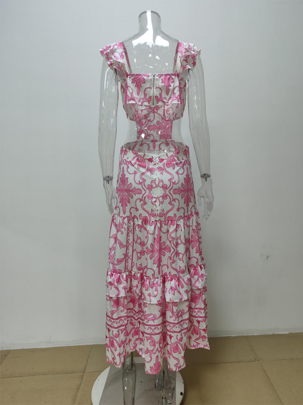 New floral print women’s hollow dress