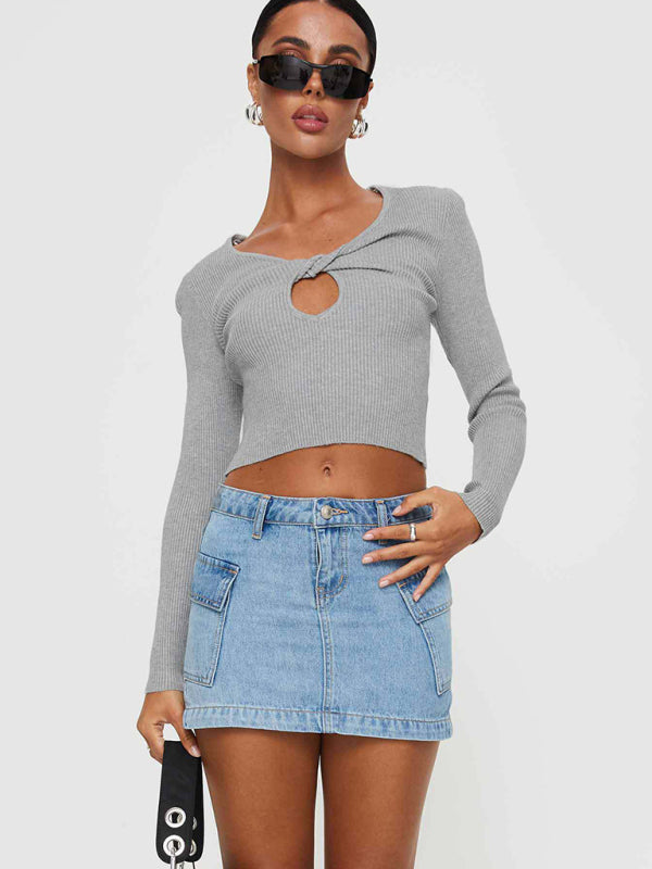 New hot girl workwear denim skirt washed slim hip skirt - Clear blue / S