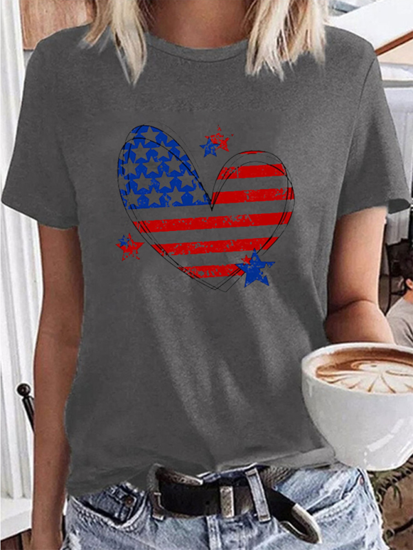 New Independence Day Love Print Women’s T-shirt - Charcoal grey / XS