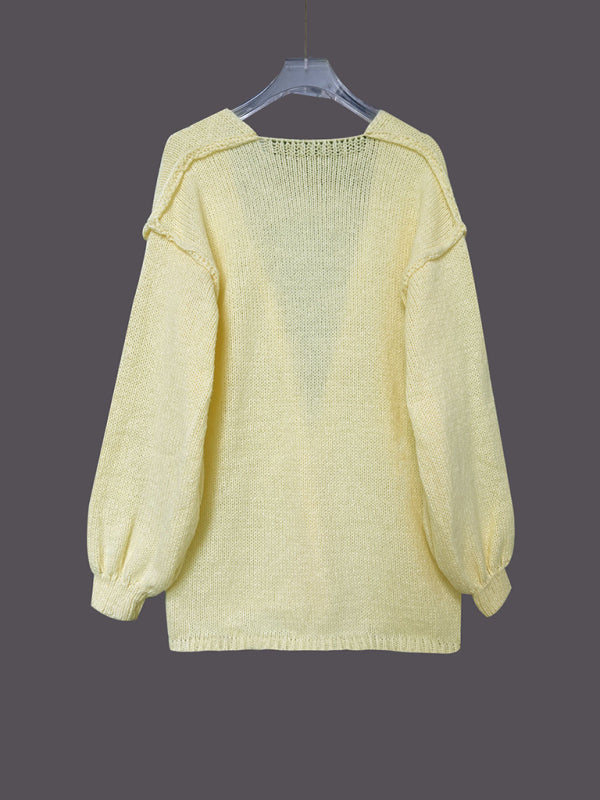 New lantern sleeve knitted cardigan loose jacket