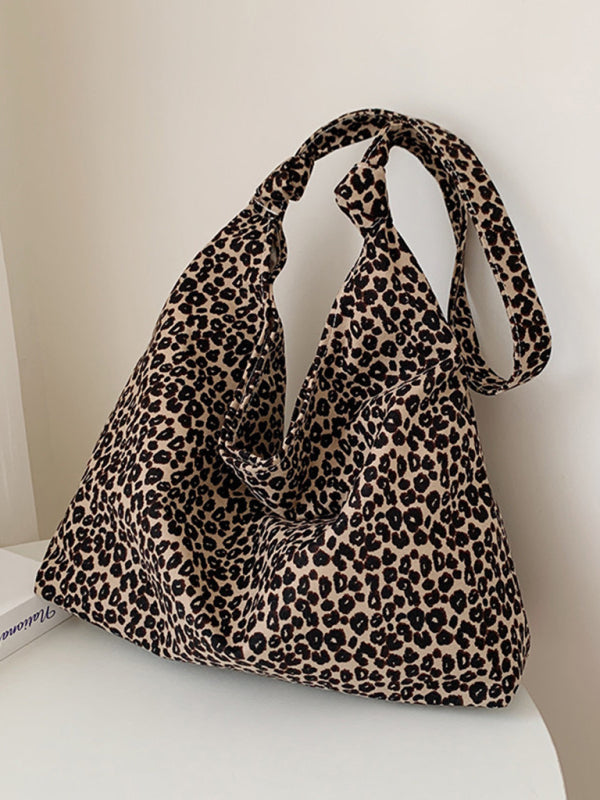 New leopard print shoulder bag canvas shopping bag - Khaki / FREESIZE