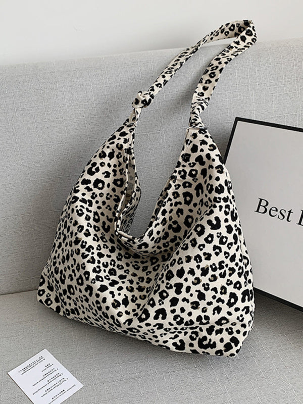 New leopard print shoulder bag canvas shopping bag - White / FREESIZE