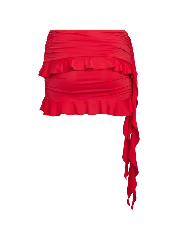 New ruffled fashionable comfortable and sexy vest solid color miniskirt suit