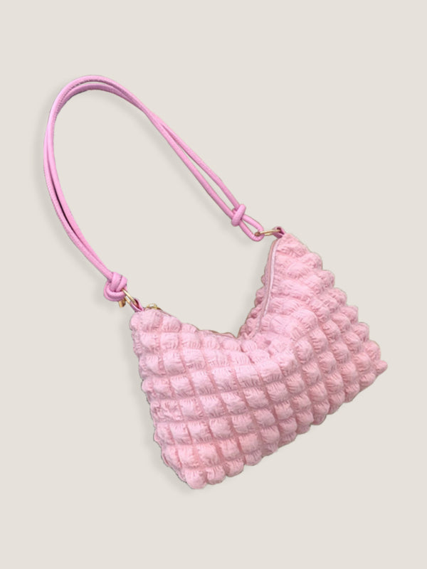 New soft square underarm bag simple solid color handbag - Pink / F