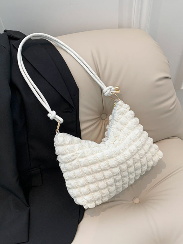New soft square underarm bag simple solid color handbag - White / F