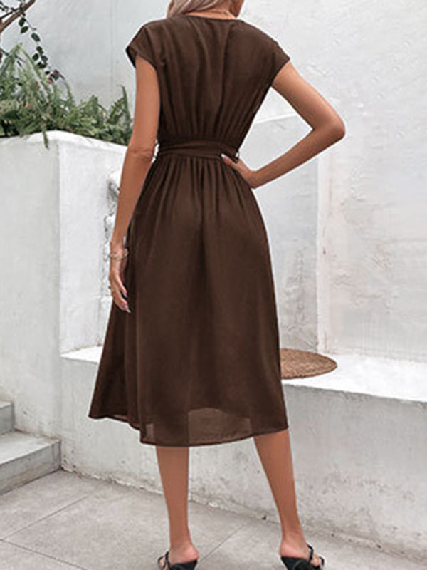 New style strappy v-neck black dress