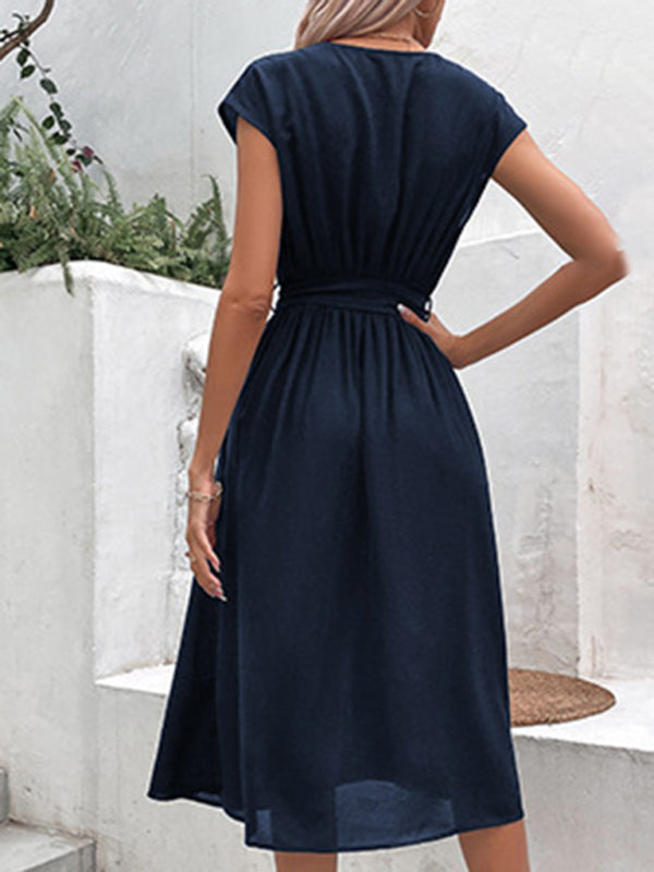 New style strappy v-neck black dress
