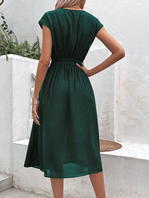 New style strappy v-neck black dress