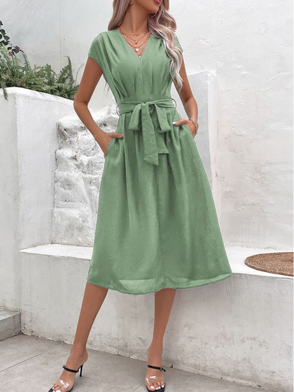 New style strappy v-neck black dress