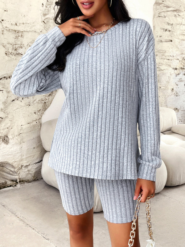 New style women’s casual long-sleeved top and three-quarter pants suit