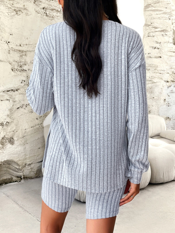 New style women’s casual long-sleeved top and three-quarter pants suit
