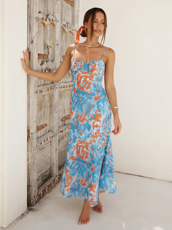 New thin-strap French low-cut suspender dress with beautiful back