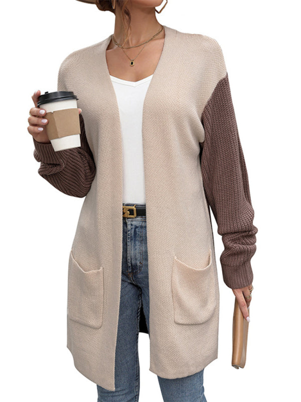 New women’s color block sweater jacket