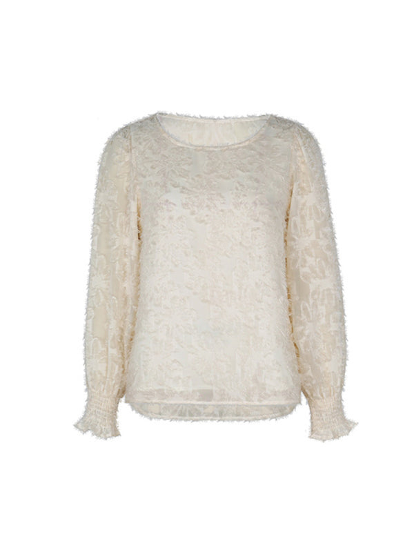 New Women's Elegant Jacquard Pullover Shirt - Closther