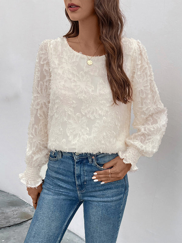 New Women's Elegant Jacquard Pullover Shirt - Closther