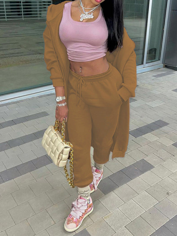 New women’s new fashion long-sleeved hooded casual sports suit two-piece set