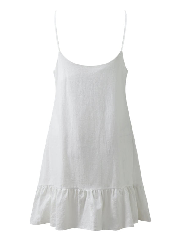 New women’s fashion sexy suspender V-neck backless dress