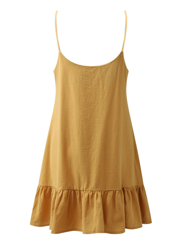 New women’s fashion sexy suspender V-neck backless dress
