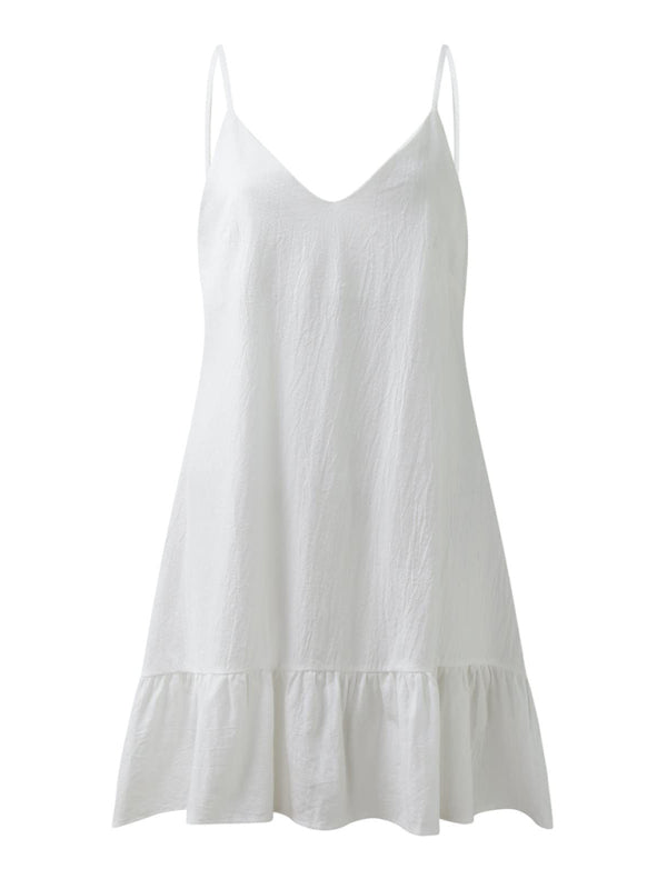 New women’s fashion sexy suspender V-neck backless dress