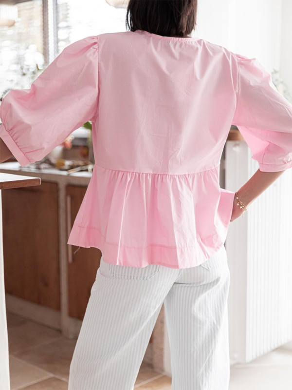 New women’s fashion striped lace-up shirt tops