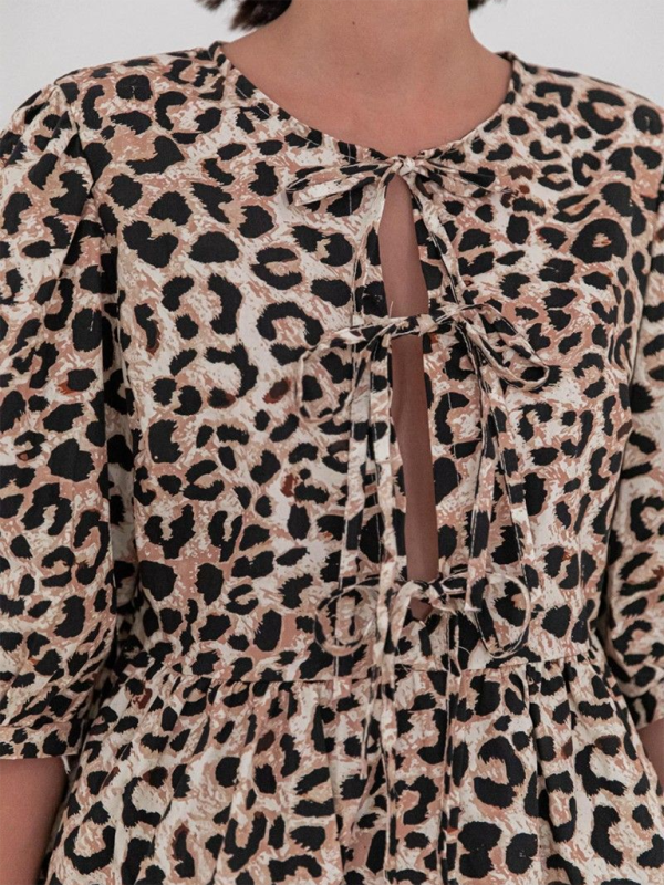 New women’s fashion striped lace-up shirt tops - Pattern4 / S