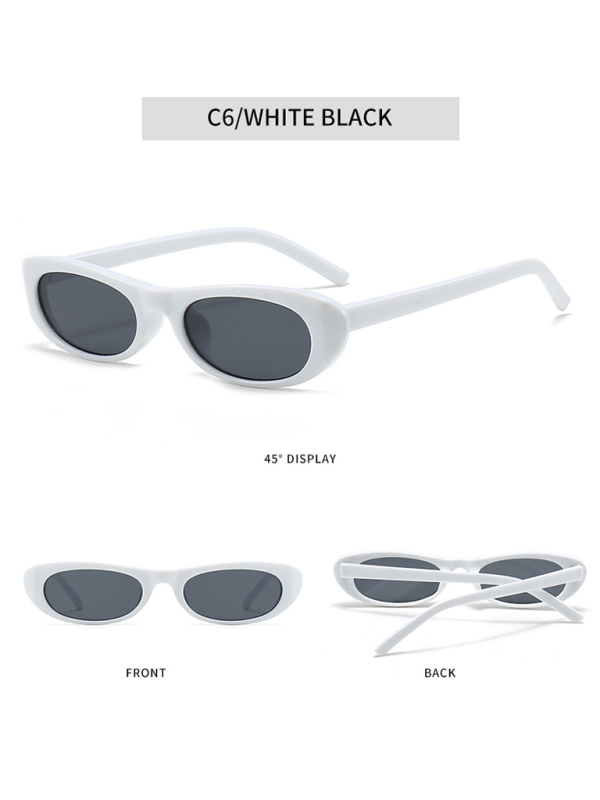 New women’s oval sunglasses fashionable and versatile macaron color sunglasses - White / FREESIZE