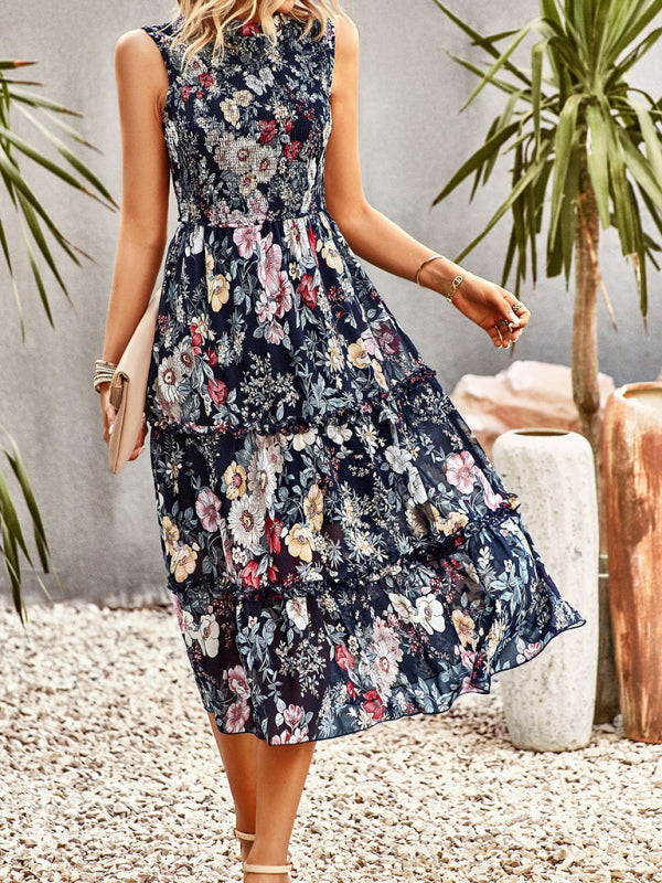 New women’s printed A-line skirt sundress - Champlain color / S