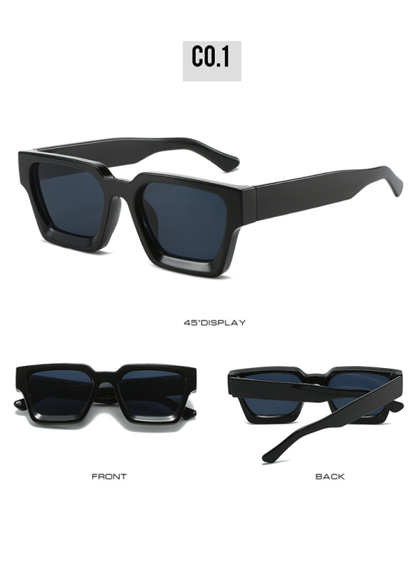 New women’s thick frame sunglasses trendy square frame sunglasses - Black / FREESIZE