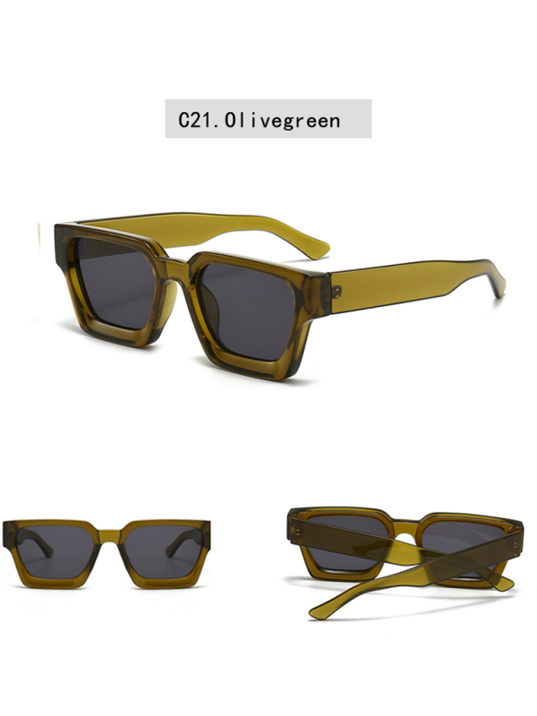 New women’s thick frame sunglasses trendy square frame sunglasses - Deep green / FREESIZE