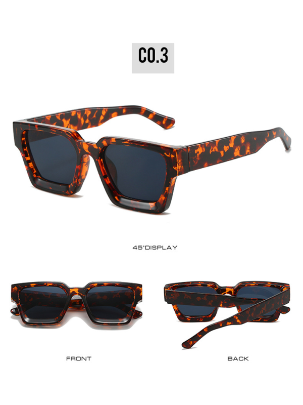 New women’s thick frame sunglasses trendy square frame sunglasses - Leopard / FREESIZE