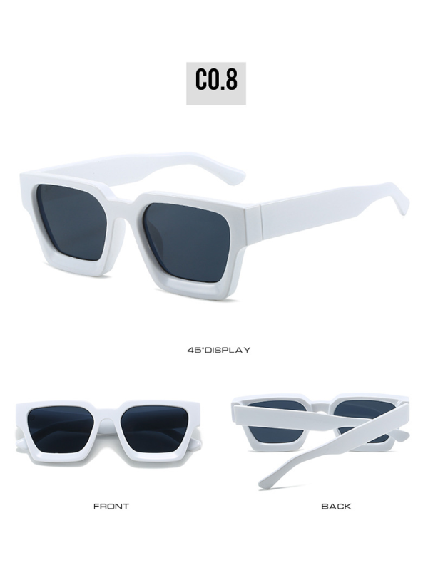 New women’s thick frame sunglasses trendy square frame sunglasses - White / FREESIZE