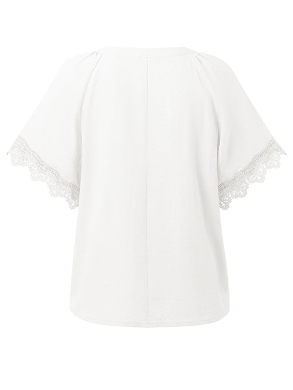 New women’s V-neck patchwork lace top
