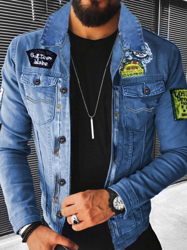 Plush Style Thickened Denim Men’s Outer Jacket