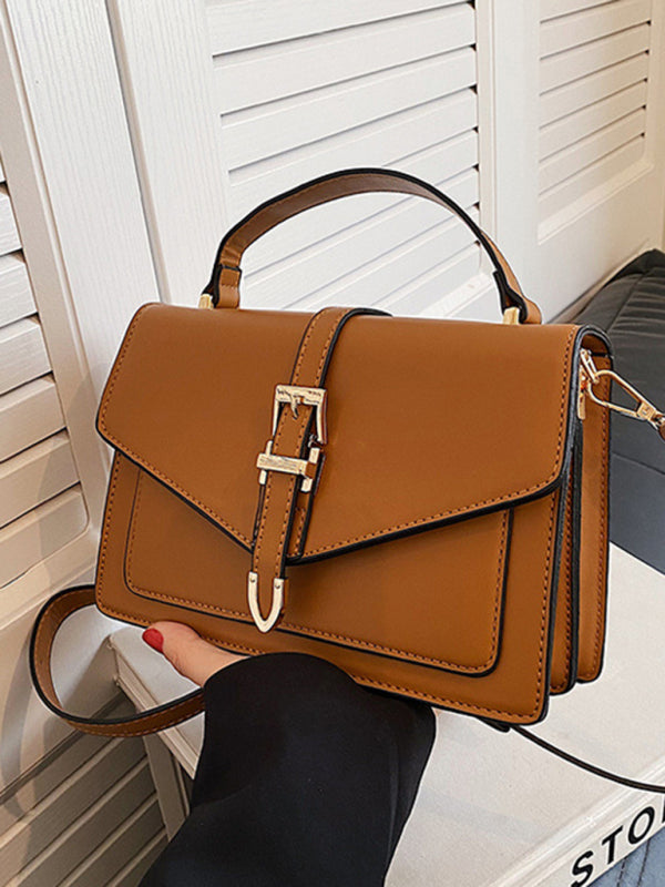 Retro shoulder handbag all-match crossbody small square bag - Brown / F