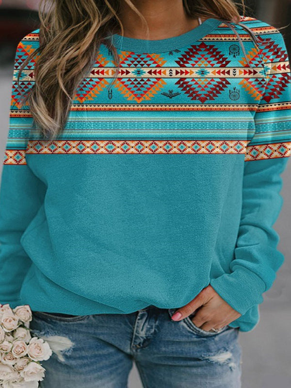 Rhombus round neck casual ladies sweater - Pattern1 / S