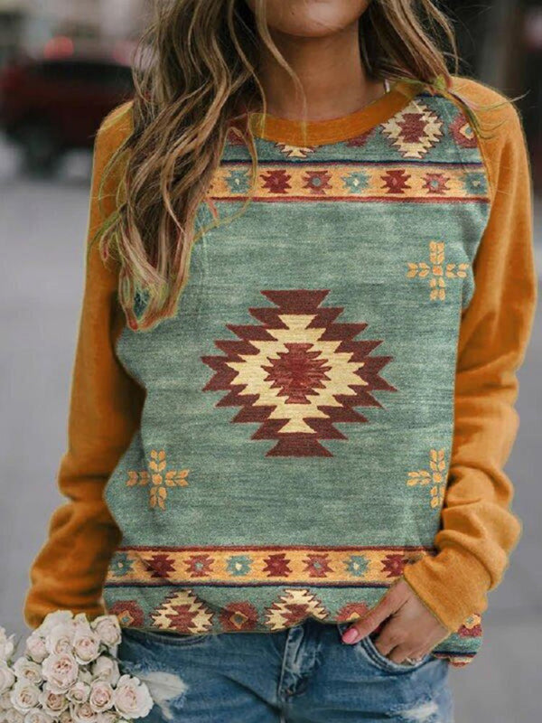 Rhombus round neck casual ladies sweater - Pattern2 / S