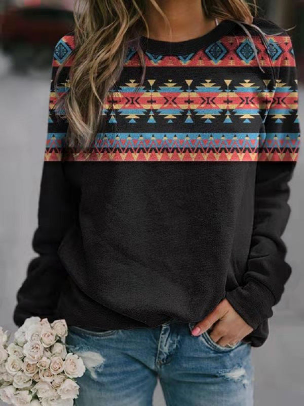 Rhombus round neck casual ladies sweater - Pattern3 / S