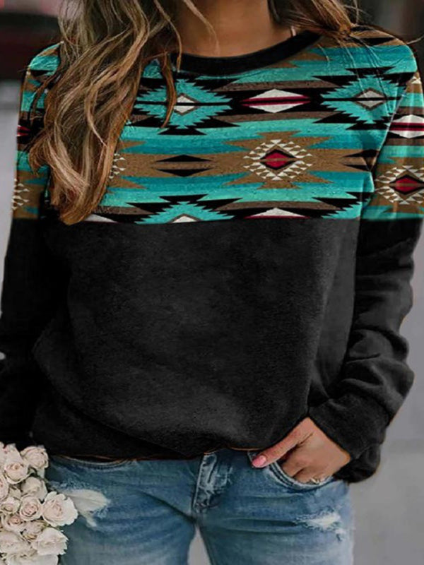 Rhombus round neck casual ladies sweater - Pattern4 / S