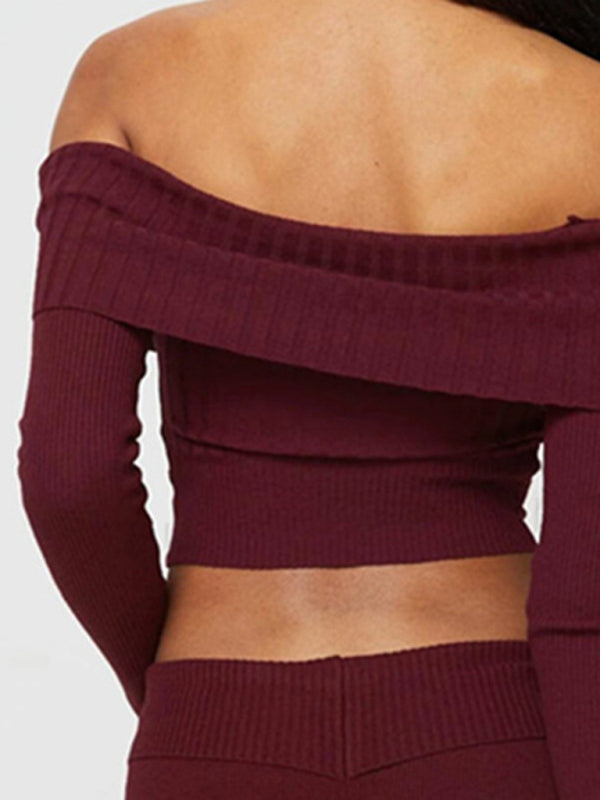 Sexy hot girl’s one-piece collared long-sleeved sweater