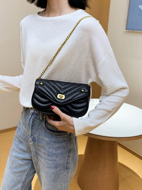 shoulder bag high sense chain messenger bag small bag - Black / F