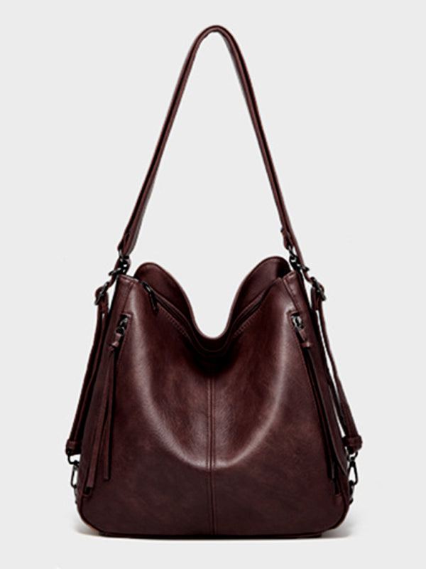 Shoulder Bag Tote Bag Trend Messenger Backpack Bag - Wine Red / F