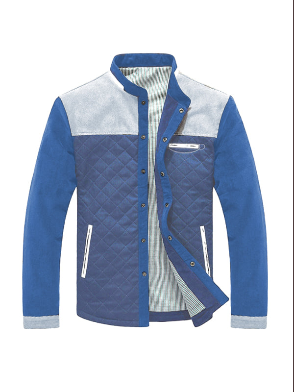 Side seam pocket thickened non-hooded blue casual youth jacket - Grey / S